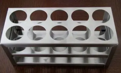 Gradilla de acero con 10 orificios de 30 mm